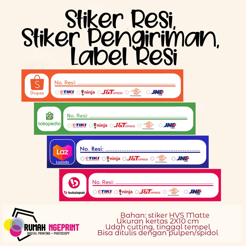 

[HVS MATTE] Stiker Resi, Stiker Pengiriman, Label Resi 2x10cm