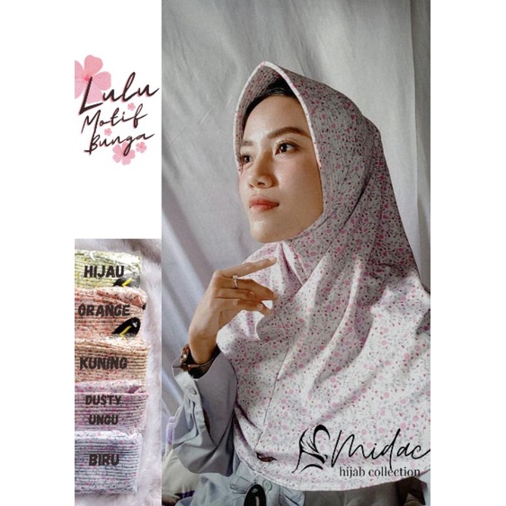 (Original Lulu New Motif) Hijab Instan Lulu motif Bunga - Jersey Super