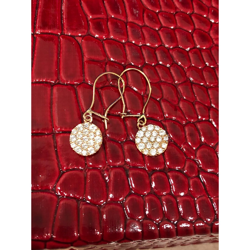 Anting kait carla bulat full zircon putih  Mas kuning