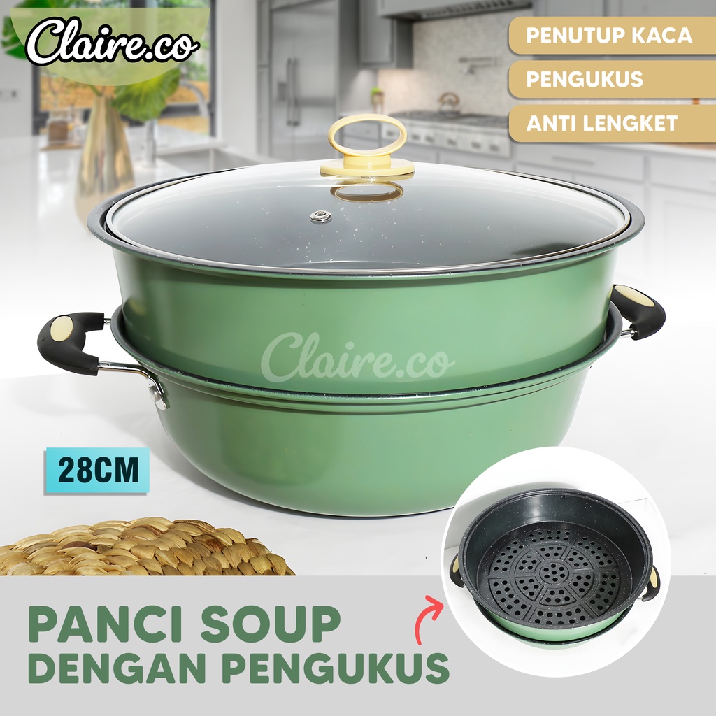 PANCI SOUP 2 TINGKAT / PANCI ANTI LENGKET / UKURAN28CM