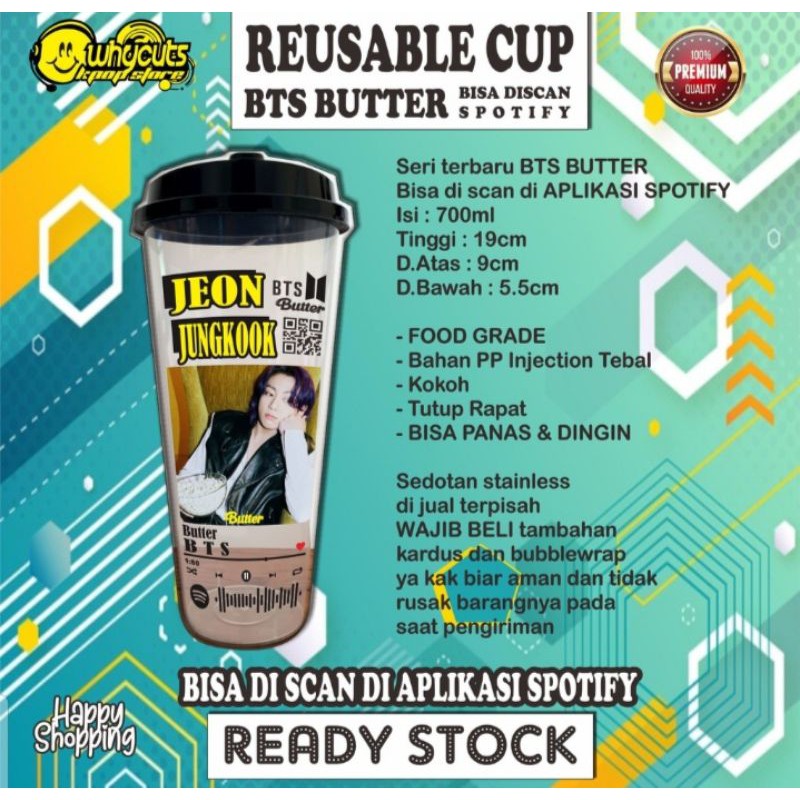 REUSABLE CUP BTS SCAN SPOTIFY NEW !! ( MHN BACA DESKRIPDI PRODUK )