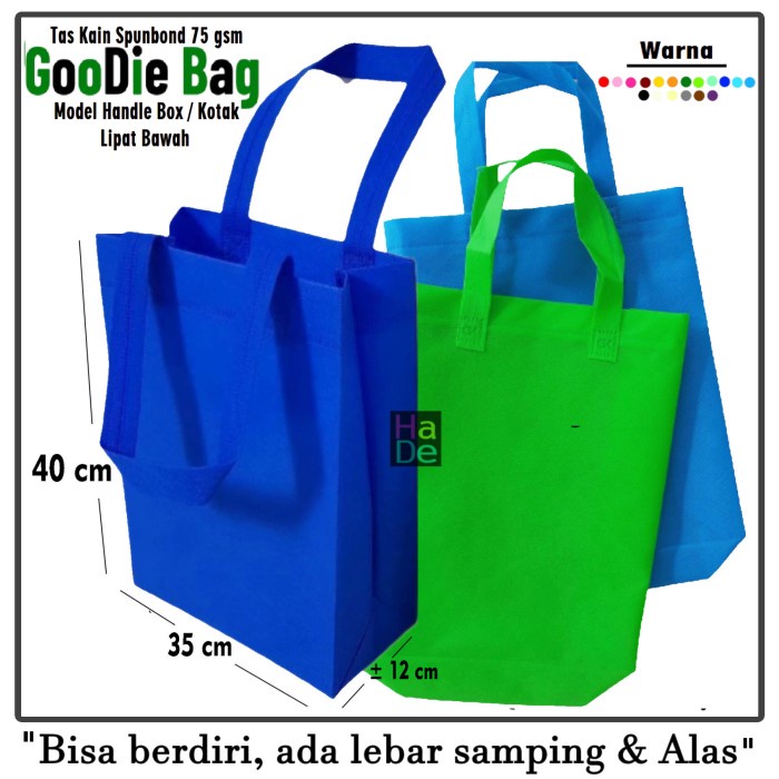 

TERBARU Box 35x40x12 cm | Tas Kain Spunbond Goodie Bag Polos Kantong Jumbo - Bebas apa saja