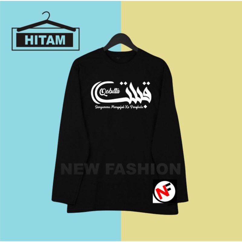Kaos lengan panjang/kaos tulisan Arab LENGKUNG /kaos pesantren/kaos dakwa