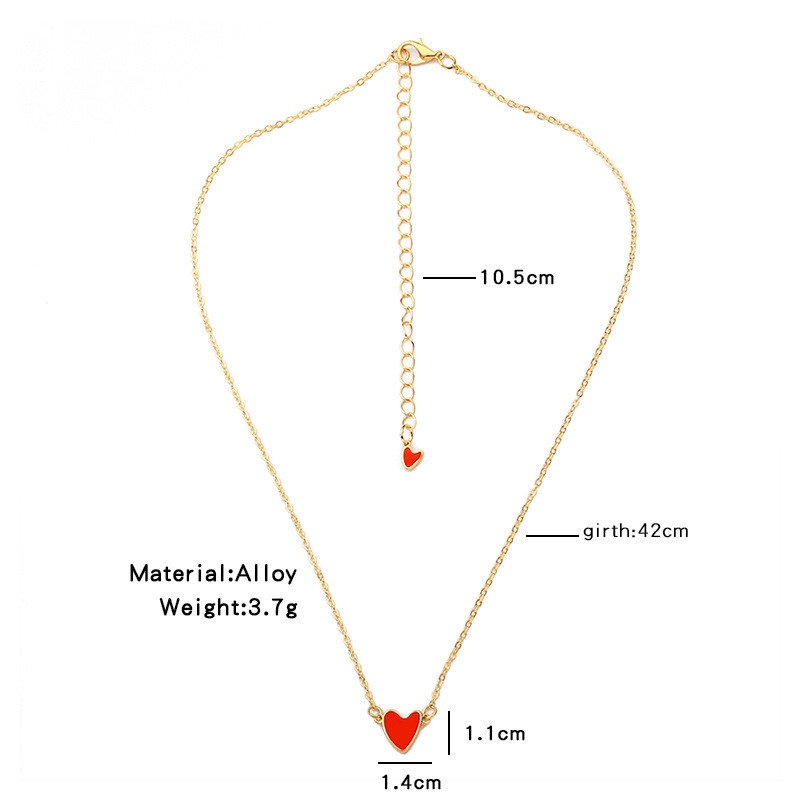 Kalung Wanita Necklace Women Gadis Jantung Tetes Minyak Merah Sederhana Rantai Cinta Ganda Klavikula