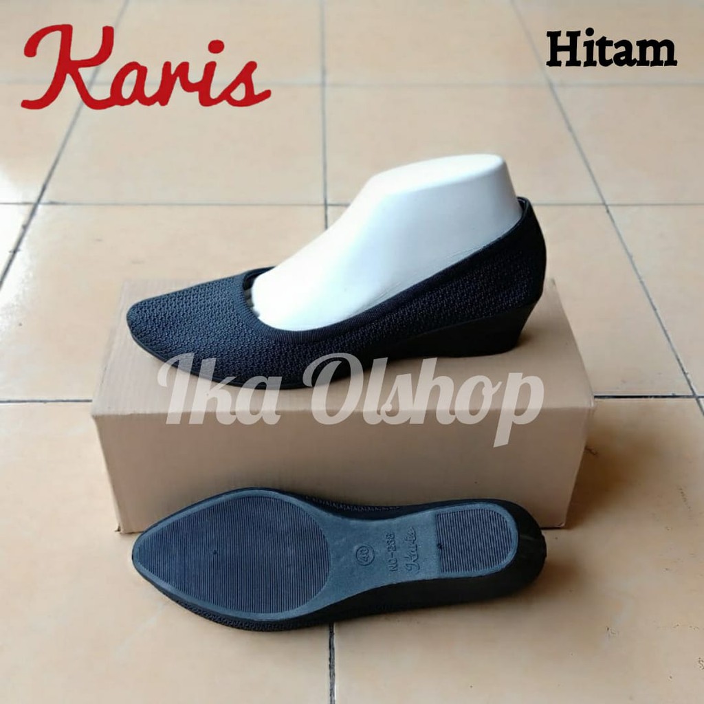 Sepatu Wanita Jelly Wedges Hitam Kerja Karis 238