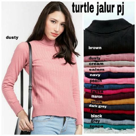 [turtle jalur pj RO] Blouse Wanita Rajut Varian Warna