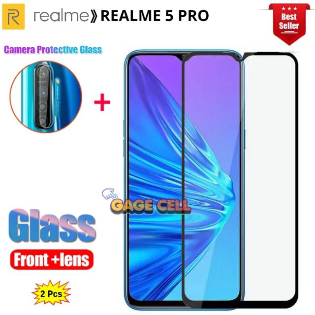 TG REALME 5 PRO LAYAR DAN KAMERA FULL SCREEN-ANTI GORES REALME 5 PRO TEMPERED GLASS 9D PREMIUM