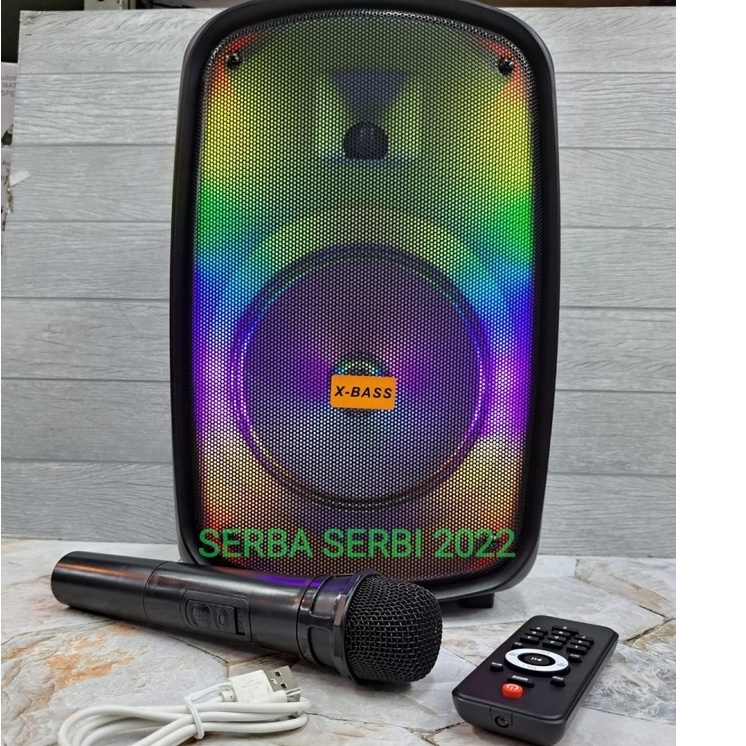 COD SPEAKER BLUETOOTH FLECO 8'5 INCH F-8717 LED PLUS MIC WIRELESS KARAOKE + REMOTE X-BASS / SPEAKER WIRELESS KARAOKE X-BASS FLECO 8'5 INCH F-8717