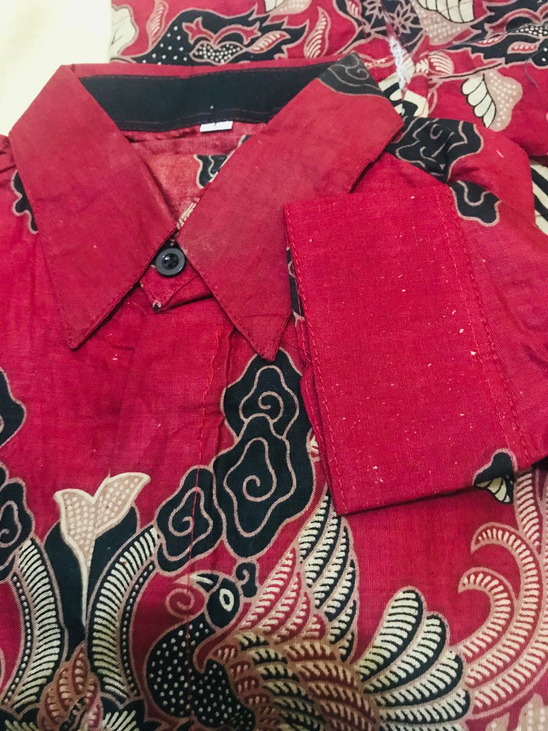 Kemeja Batik Pria Lengan Panjang Batik Merah Size M L Xl Xxl  Bswart Hrb026