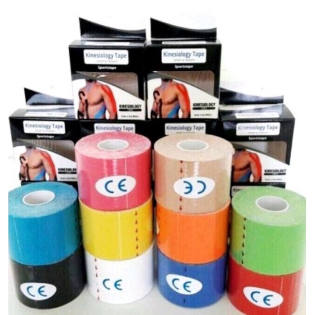 KINESIO TAPE + BOX  5 cm x 5 meter KINESIOLOGY TAPING PLUS BOX  5cm x 5m MURAH Olaharaga Sport Original