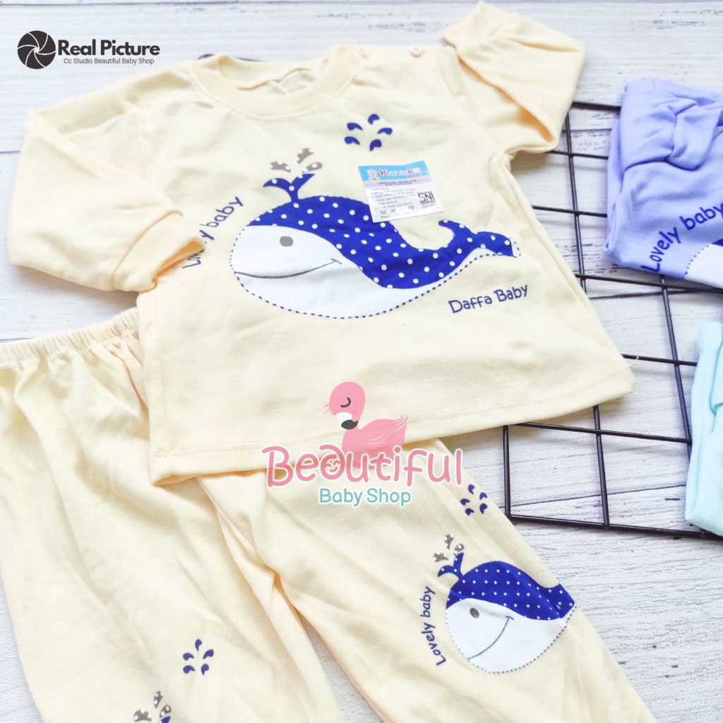 Setelan Baju Bayi Lengan Panjang Celana Panjang SNI 3-12 Bulan Motif Paus / Setelan Piyama Bayi Kazuka / Baju Bayi Panjang / Baju Tidur Bayi / Baby.ou_