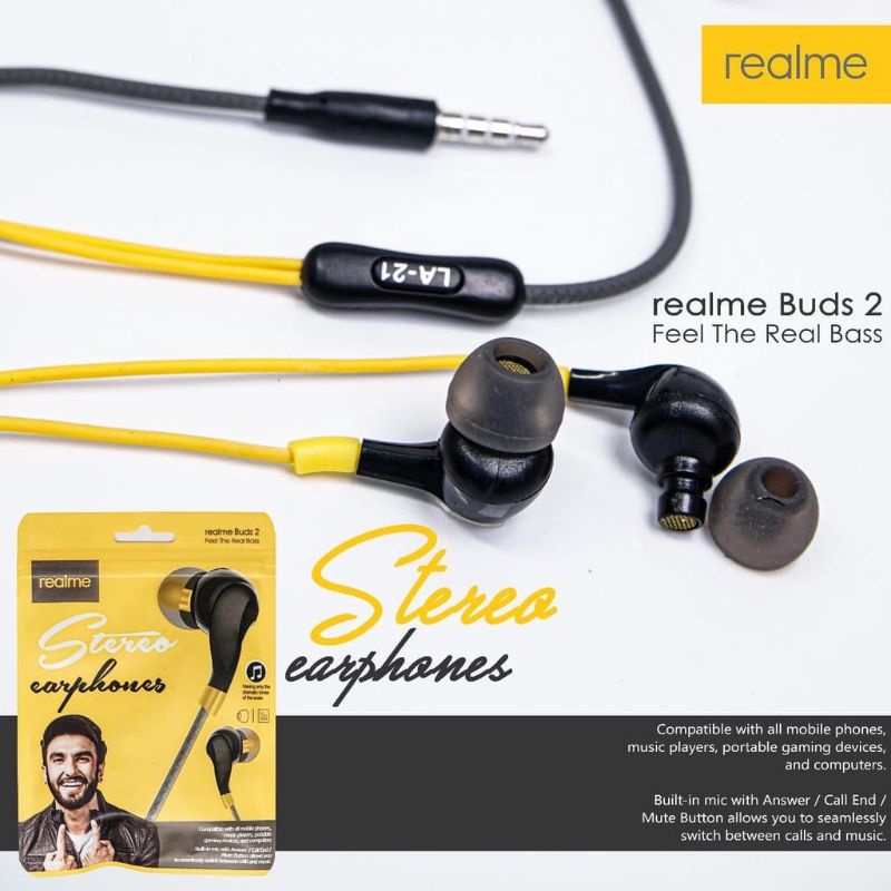 HF/Headset Realme QP 003 Super Basss ♧