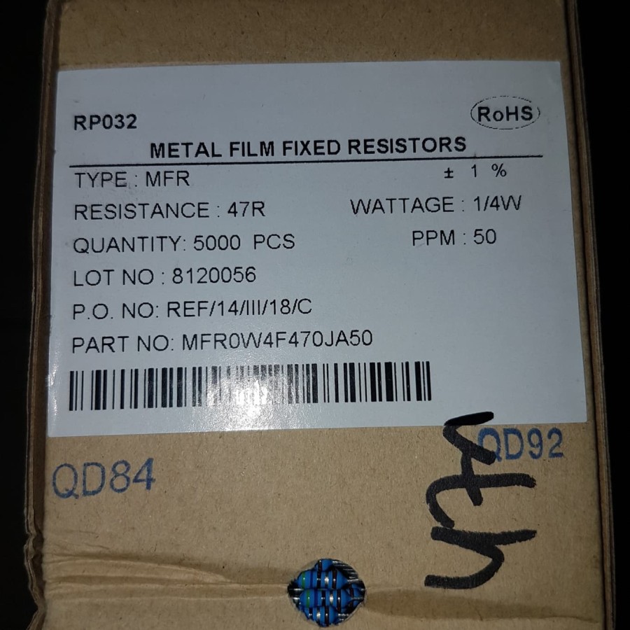 Resistor 47 Ohm 1/4W 1% MF