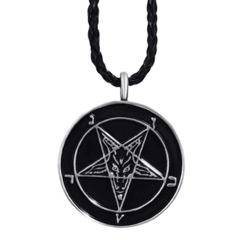 SEUSUK  Fashion Mens Boys Penadnt Goat Pentagram Devil Pewter Pendant Necklace Jewelry