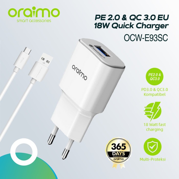 CHARGER TYPE-C ORAIMO OCW-E93SC QUALCOMM 3.0 FAST CHARGING