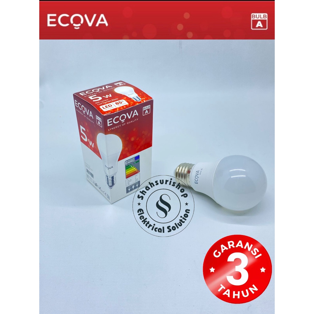 LED BULB ECOVA 5W 5WATT 5 WATT A SERIES GARANSI 3 TAHUN SNI