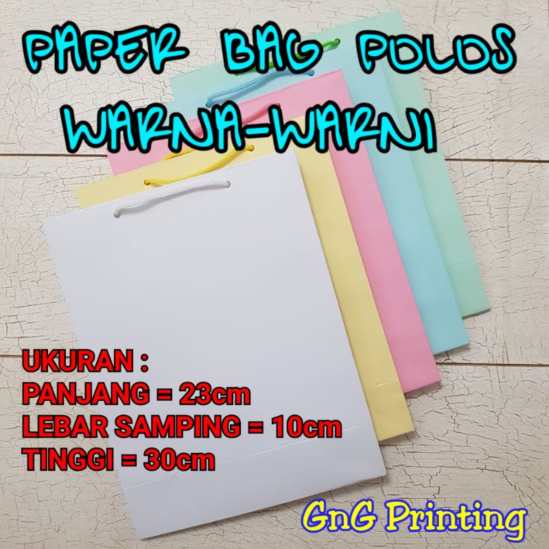 

20pcs - 23x10x30 Paper Bag Polos Warna Warni, Paper Bag Warna, Shopping Bag Warna