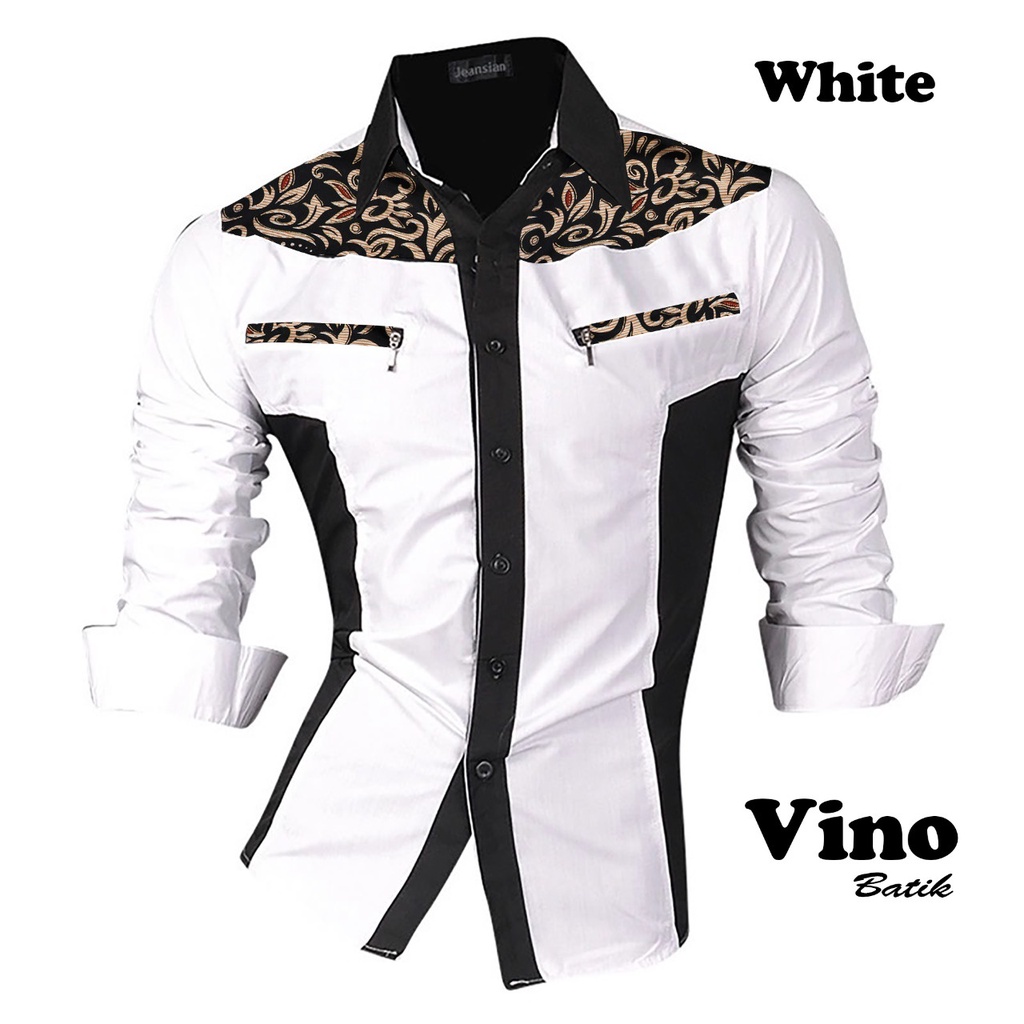 Kemeja Vino Kombinasi Batik Pria Katun Toyobo Lengan Panjang