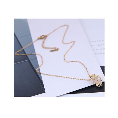 LRC Kalung Fashion Golden Round Alloy Necklace A6237X