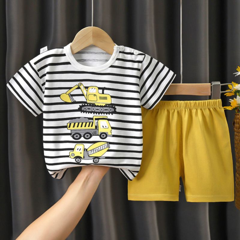 Setelan Anak Laki Laki Perempuan Import Umur 1-5 Tahun Murah Bahan Katun