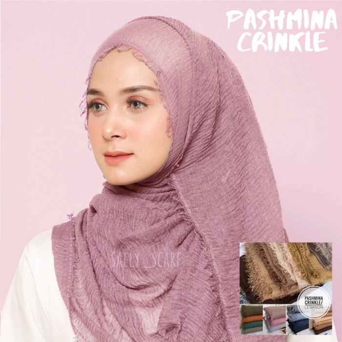 pashmina kusut polos / hijab pashmina crinkle premium-2