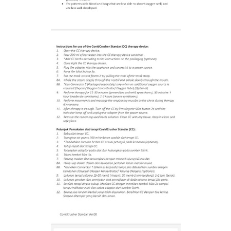 Covid Crusher Standard Alat terapi uap herbal hangat, bukan nebulizer dan humidifier,  lebih mirip HFNC / HHO (High Flow Nassal Canula/Humidified Heated Oxygen)
