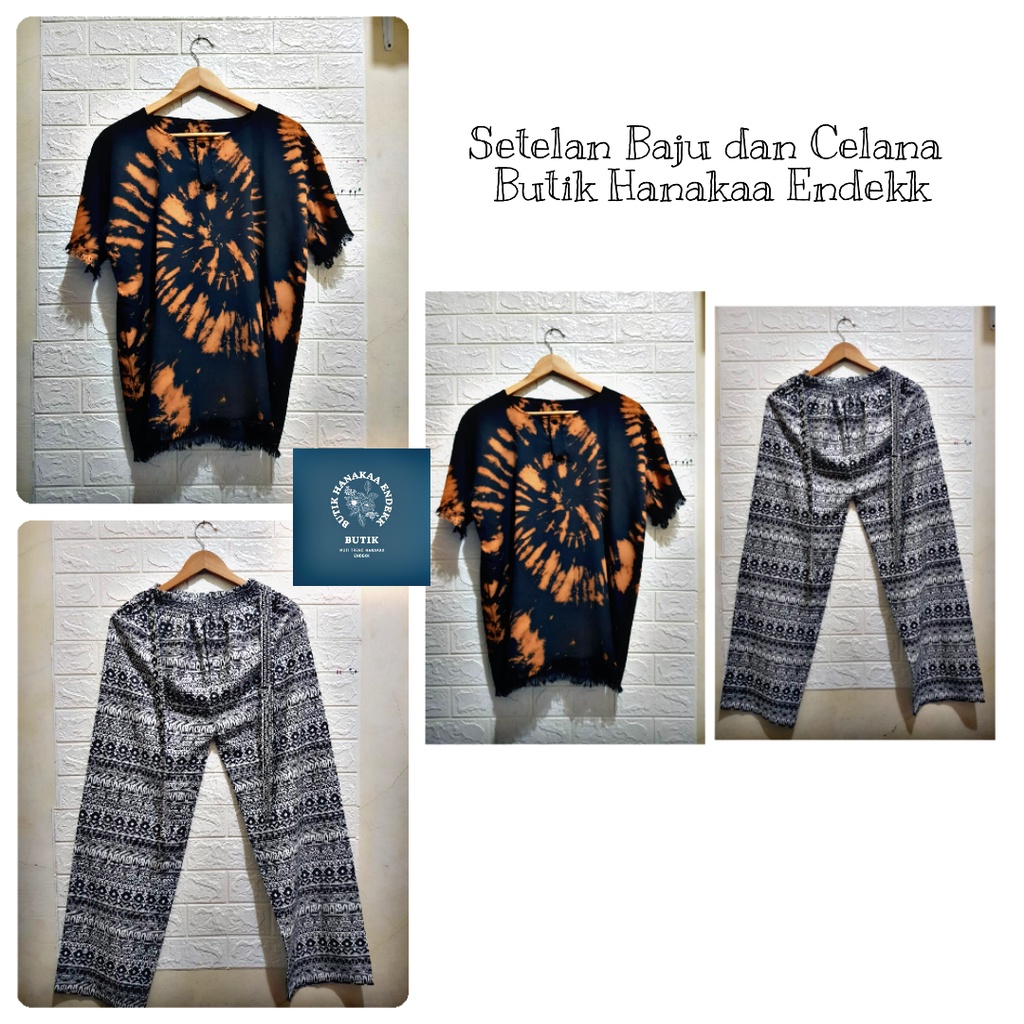 Set/Setelan Baju dan Celana Etnik Dashiki Oval Pria/Wanita (Unisex)