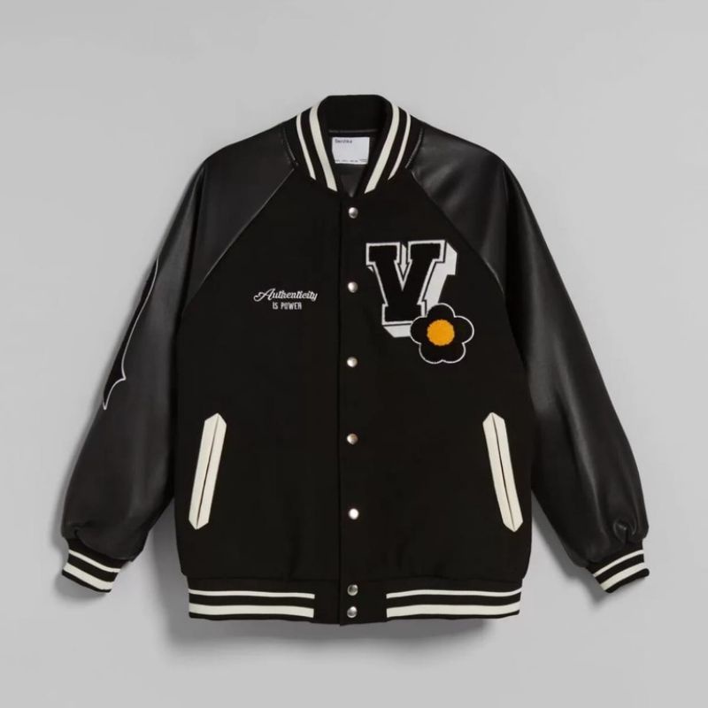 AUTHENTICITY BASEBALL JACKET BISBOL BOMBER JAKET - SF - BAJU WANITA CASUAL KERJA- BAJU WANITA VIRAL 