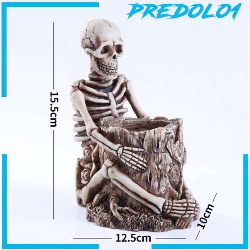 (Predolo1) Holder Pulpen Bentuk Tengkorak Bahan Resin Untuk Dekorasi Halloween