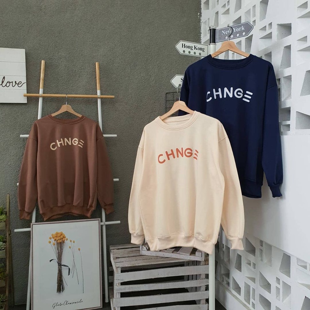 Change Sweater Remaja Pria Wanita Sweatshirt XXL Gaya Trendy Bahan Fleece