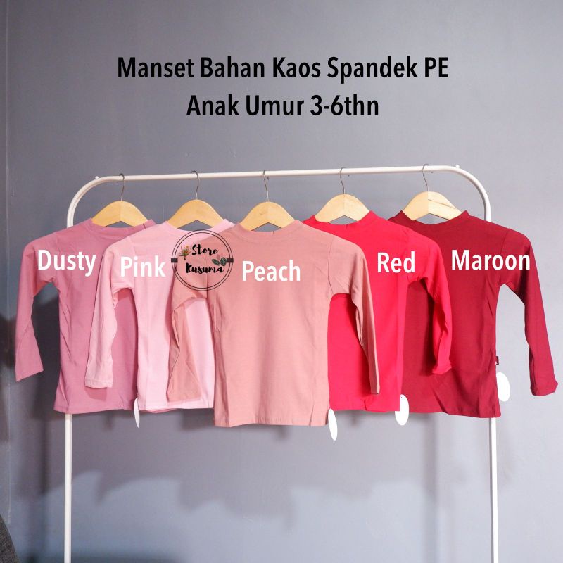 Manset Kaos Anak umur 3-10 tahun bahan Spandek Kaos PE size M L