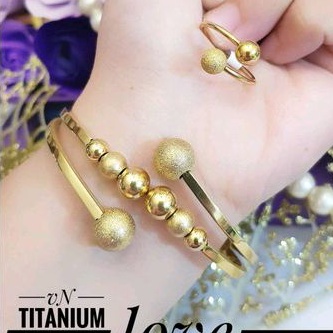 Titanium Set Perhiasan Wanita Gold Boba 169220