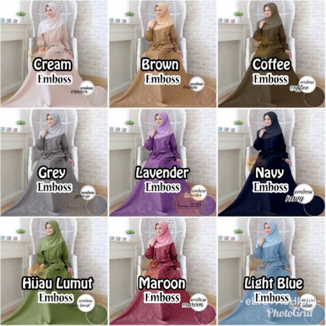 NEW!! GAMIS EMBOS EMMA Polos Basic Bahan Katun Emboss XL - Citra maxi dress jumbo