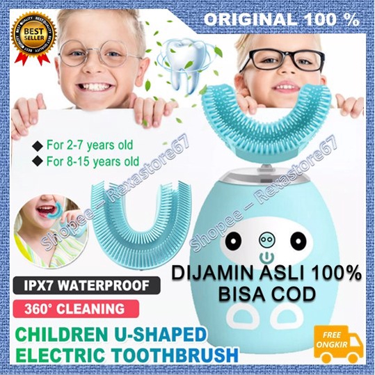 [BISA COD] Sikat Gigi Elektrik Anak Berbentuk U, Otomatis dan Tahan Air 100% ORIGINAL