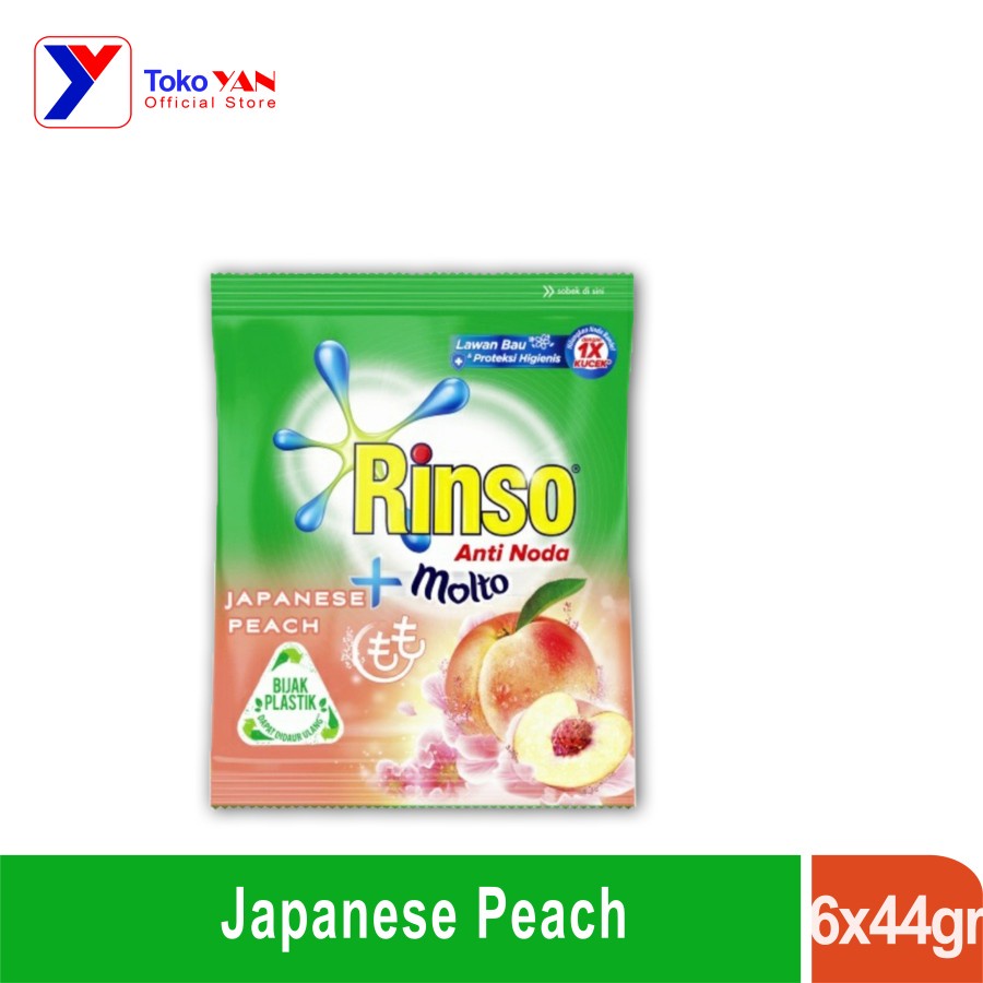 Rinso+Molto Japanese Peach Deterjen Bubuk Sachet 6x44gr