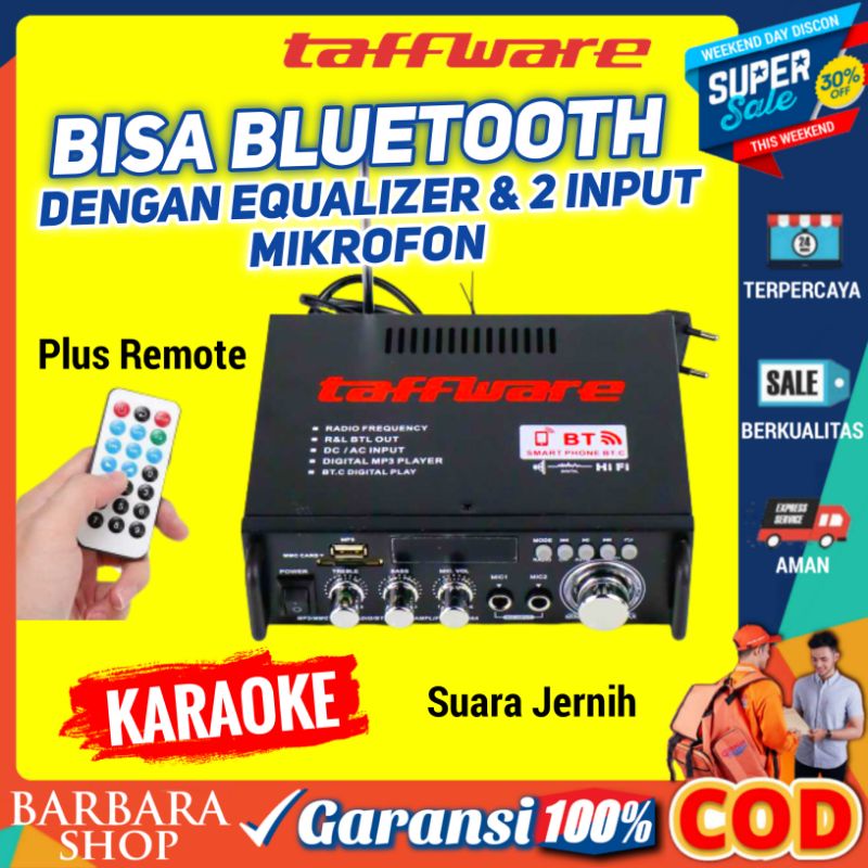 Ampli Amplifier Bluetooth Subwoofer Karaoke Mobil Taffware 600 Watt USB Remote Hi Fi Amplifier Rumah EQ Audio Home Theater FM Radio SD Card