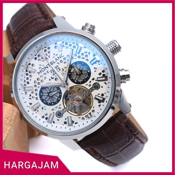 BARU Jam Tangan Pria Automatic Montblanc M1740 Leather Strap by Hargajam Matic Otomatis