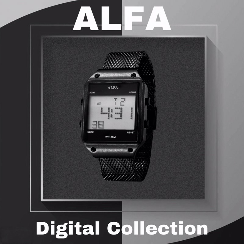 Alfa Jam Tangan 330005 Double Digital Rantai Pasir Original Garansi