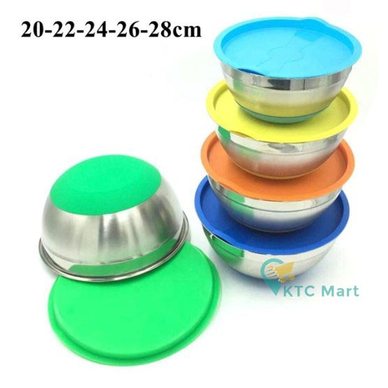 Mixing Bowl 26 cm Warna Anti Slip/ Mangkok Baskom Adonan Stainless