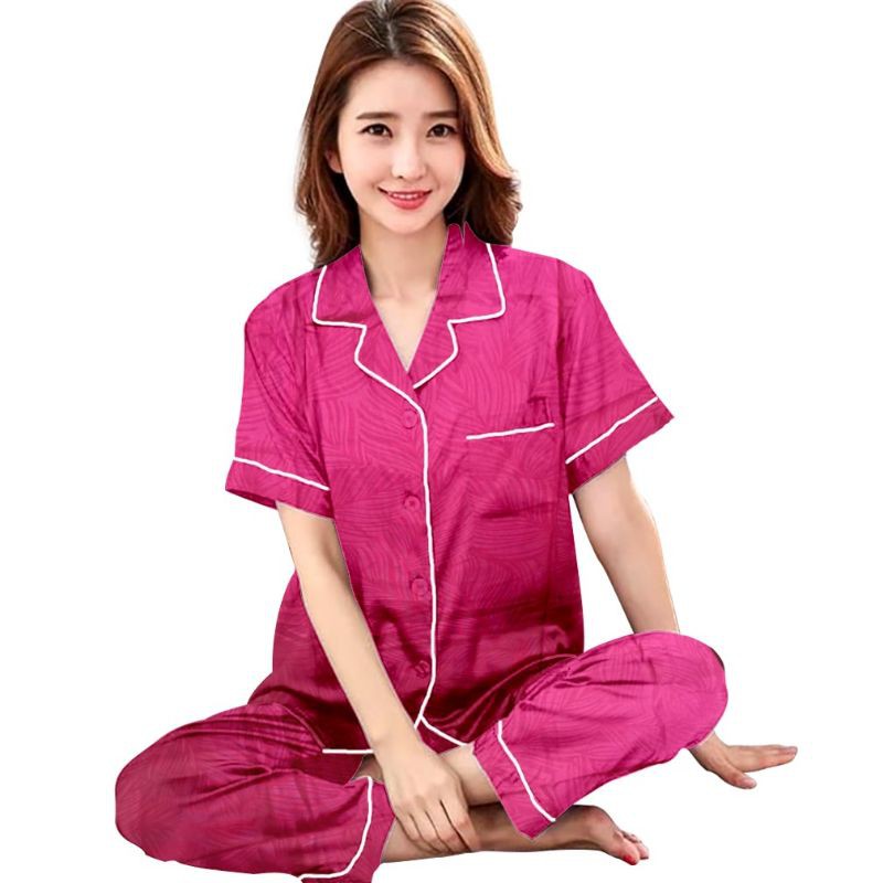 piyama embos wanita/piyama katun polos/baju tidur setelan/setelan kekinian-Cp Embos fanta