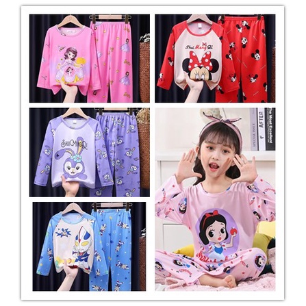 Setelan Anak/Piyama baju tidur Import Celana Panjang Motif Kartun Princess