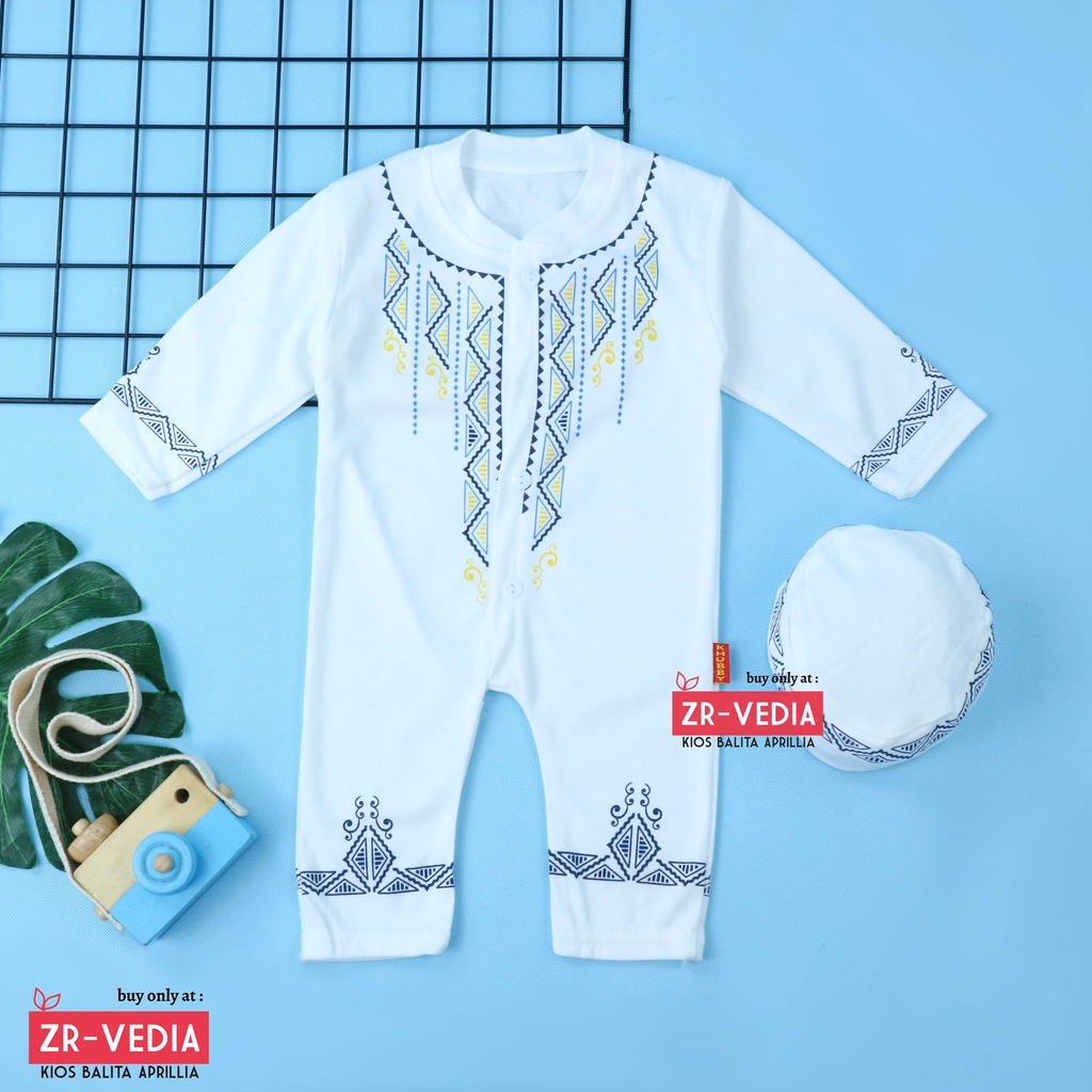 (PUTIH) Koko Jumper Naufal uk 0-12 Bulan / Romper Baju Muslim Baby Anak Laki Bayi Newborn Kiosbalitaaprillia