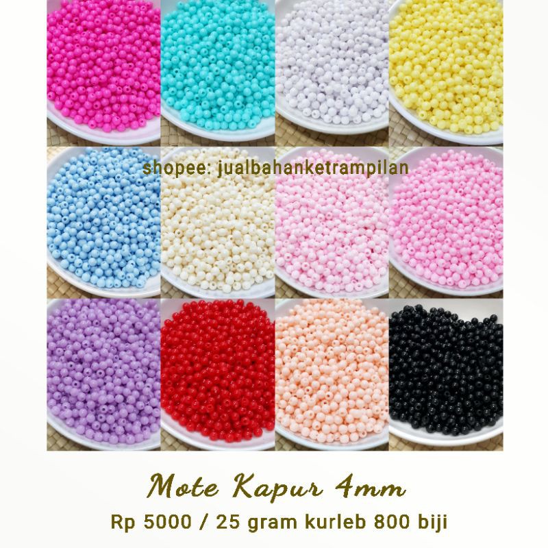 800 Biji Mote 4mm Manik Kapur Susu Bulat 4mm Monte Parel Bahan Strap Mask Korea