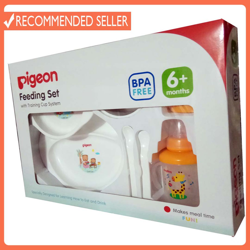 PIGEON Feeding Set komplit with training cup mag mag Tempat Makan Kado Bayi