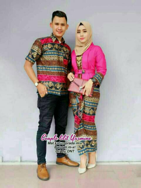 Sarimbit Batik Anggun Couple Lilit Yasmine - Warna Merah, Tosca,Maroon,Biru,Kuning - M L XL