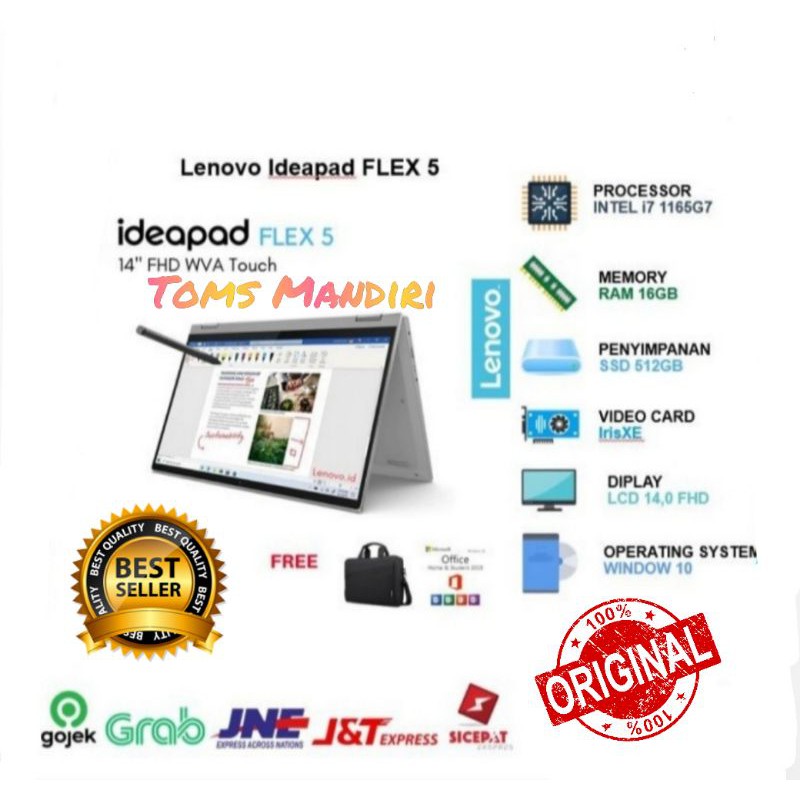 Lenovo Flex 5 14 2in1 Touch i7-1165G7/16GB/512ssd/IrisXE/W10+OHS/14" FHd