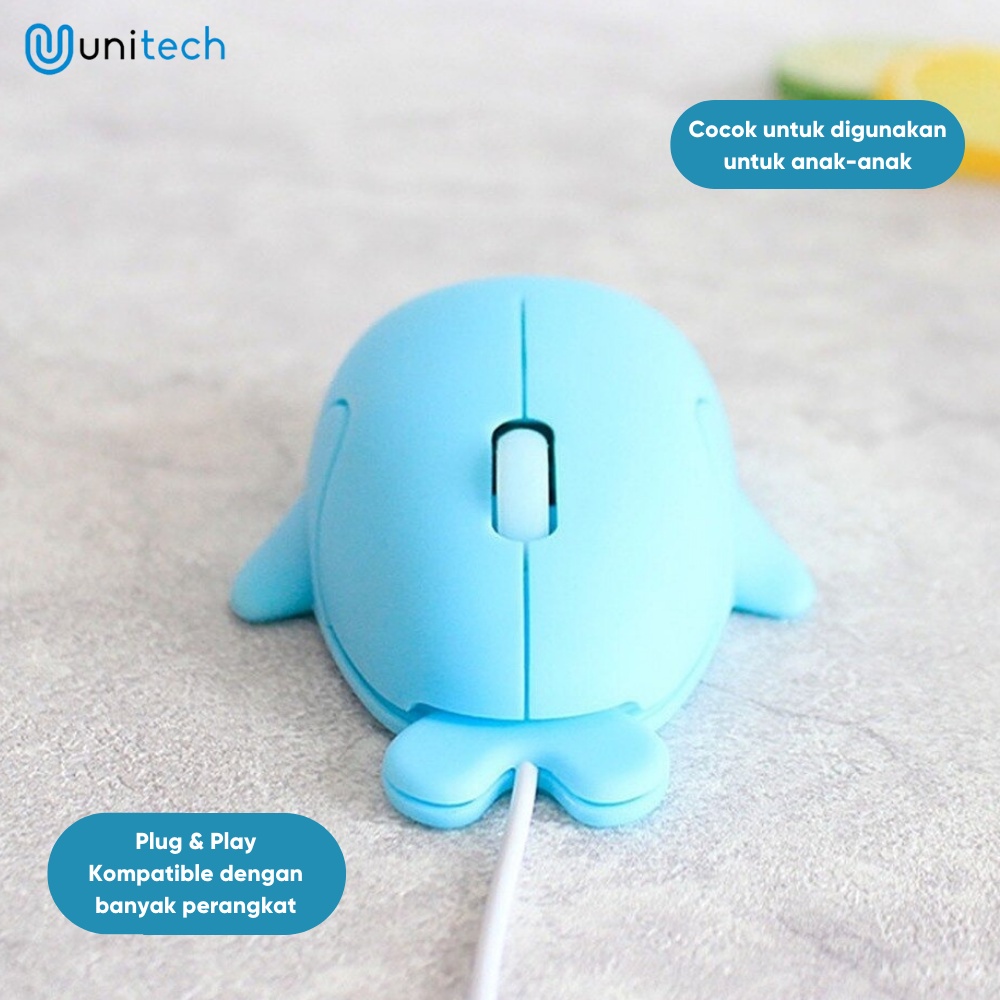 Mouse Kabel USB Karakter Lucu Dolphin / Lumba-lumba 1200 DPI