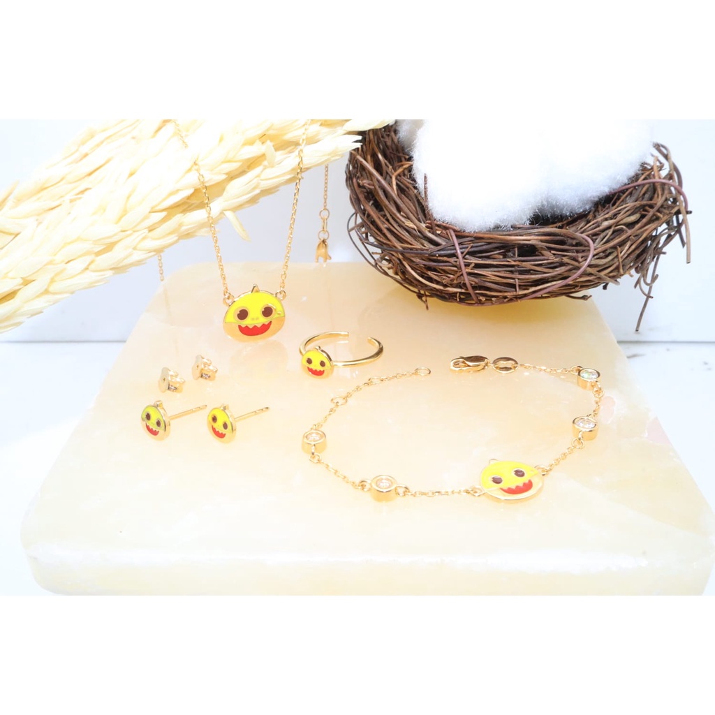 Cincin  RI200251/ Giwang / Kalung NC200097 / Gelang BC200139 BC200140 Baby Shark Yellow & Pink Colle