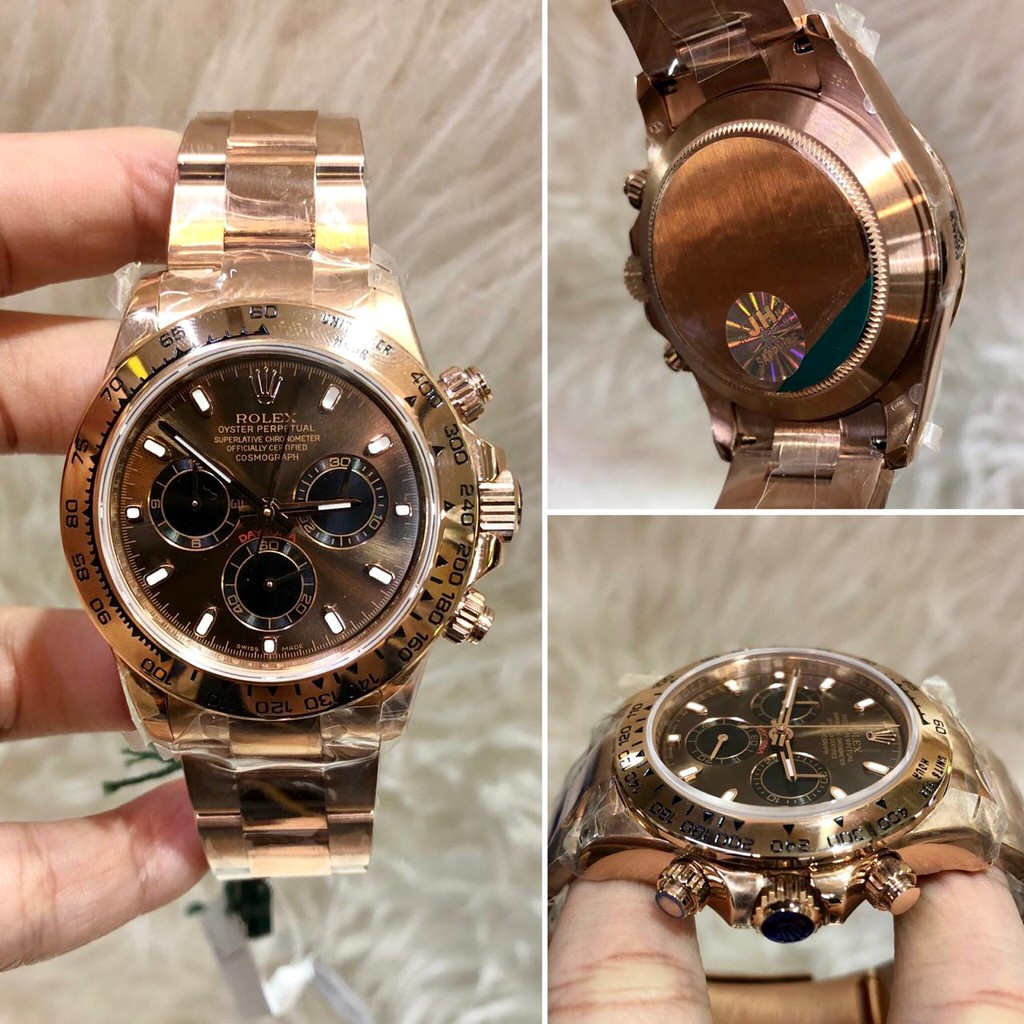 JAM TANGAN PRIA ROLEX DAYTONA CLONE SWISS MATIC RANTAI ROSEGOLD