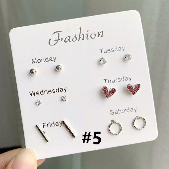 A-07 1 set 6pcs Anting Wanita / Aksesoris Anting Wanita Korea-5